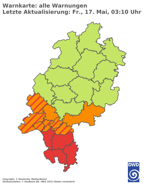 Aktuelle Wetterwarnungen für  Darmstadt-Dieburg und Stadt Darmstadt