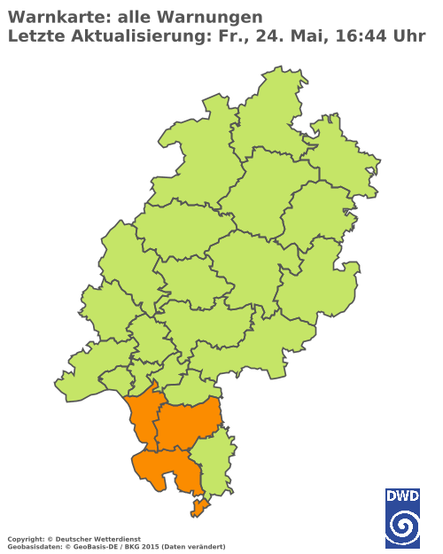 Aktuelle Wetterwarnungen für  Darmstadt-Dieburg und Stadt Darmstadt